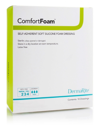 ComfortFoam 2"x2" Non-Border Soft Silicone Foam Dressing, Sterile, Box of 10