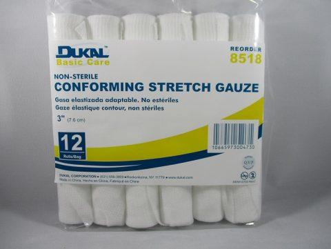Dukal Gauze Conform Stretch Bandage, 3" Non-Sterile 8518