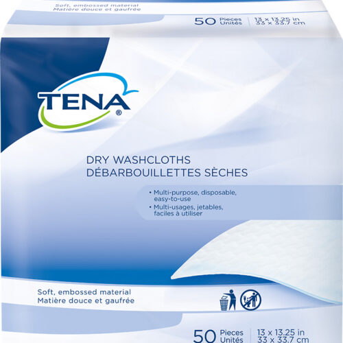 TENA® Dry Washcloths, 13" x 13.25", 74500