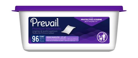Prevail Premium Pre-moistened Washcloths, Scented, Resealable Tub with Press Open Lid