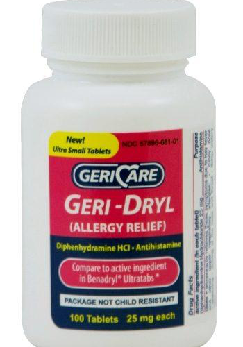 Geri-Dryl Allergy Tabs, 25mg (Benadryl UltraTabs Substitute)